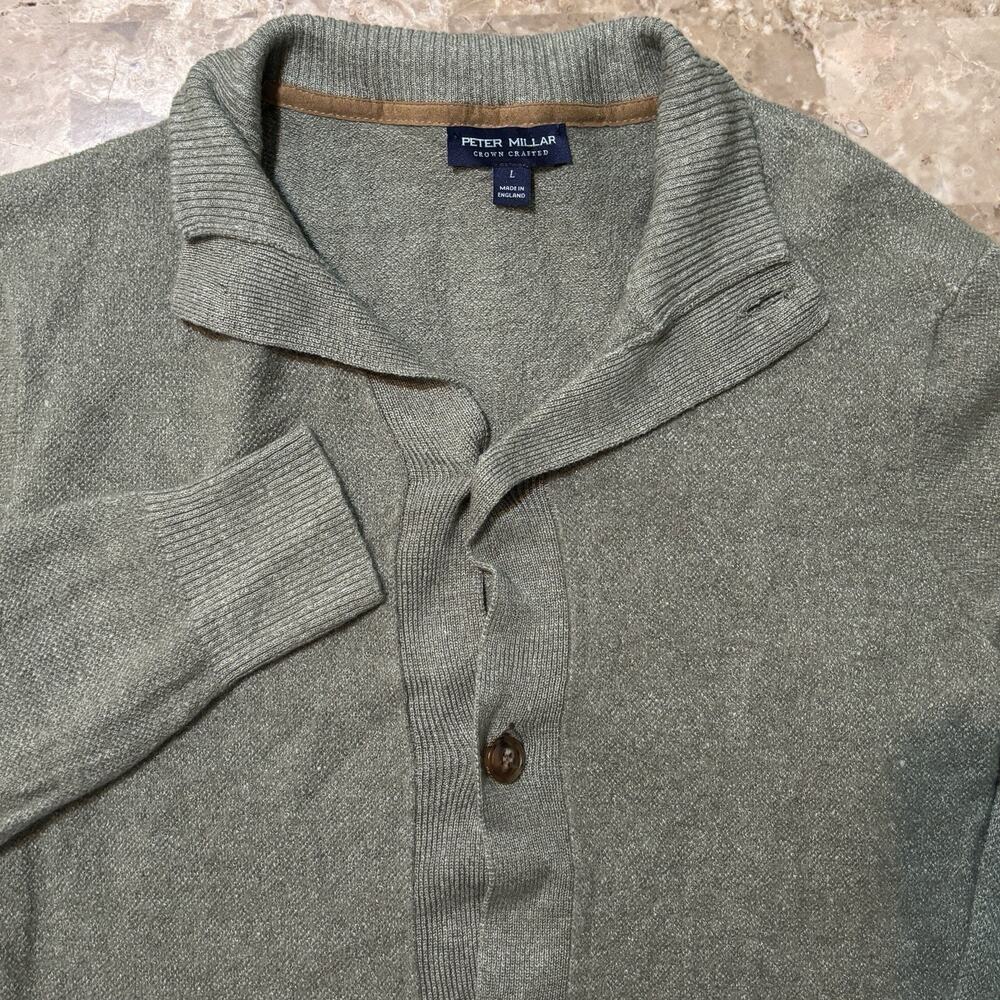 Peter Millar Sweater Mens Large (shrunk Fits S) Green Linen Merino Wool Crafted